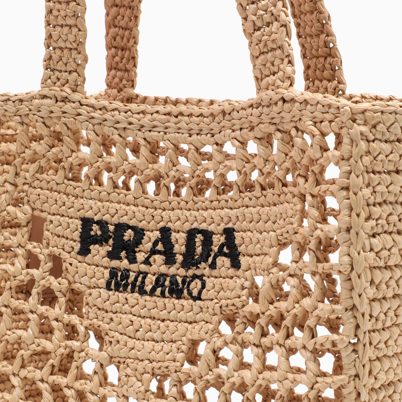 Prada Natural logoed crochet tote bag TheDoubleF