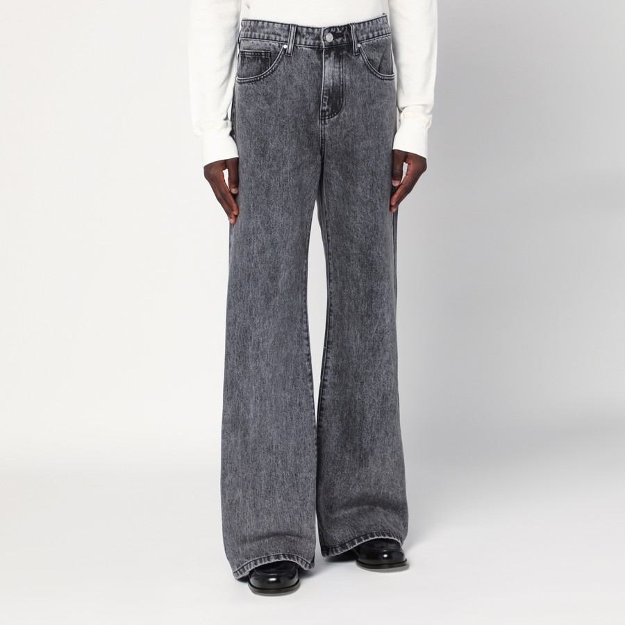 【Anyone more】Big Black Washed Wide Pants Washed Baggy Wide Leg Jeans in Black - Vintage Denim Pants