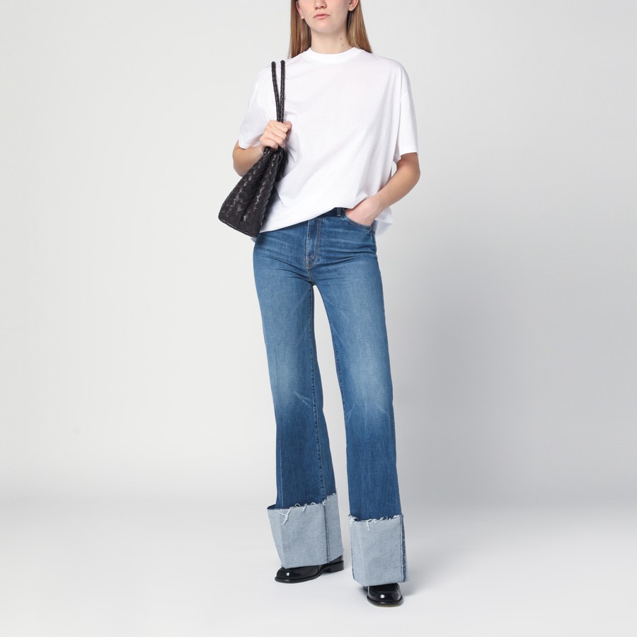 デニム・ジーパン MOTHER Women Denim Pants 10937 259CO Q MOTH ISW BLUE Mother Jeans The Hustler Roller Heel Cuff Fray | TheDoubleF