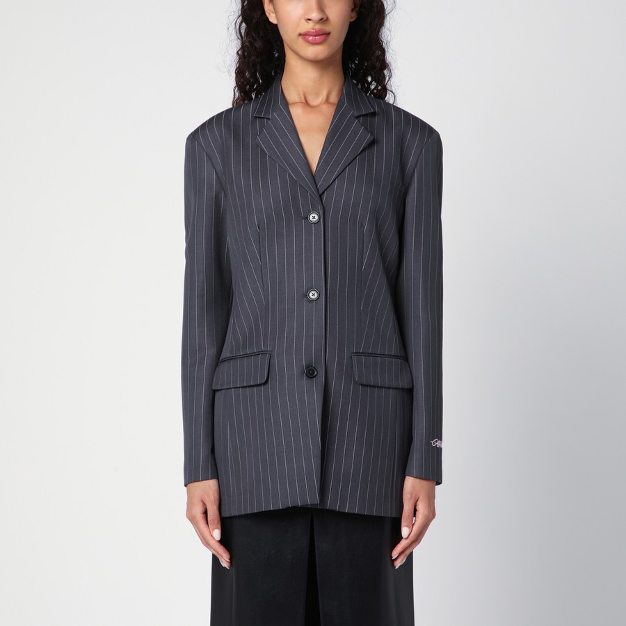 ジャケット OFF-WHITE SINGLE-BREASTED GREY PINSTRIPE JACKET Off-White™ Single-breasted grey pinstripe jacket | TheDoubleF