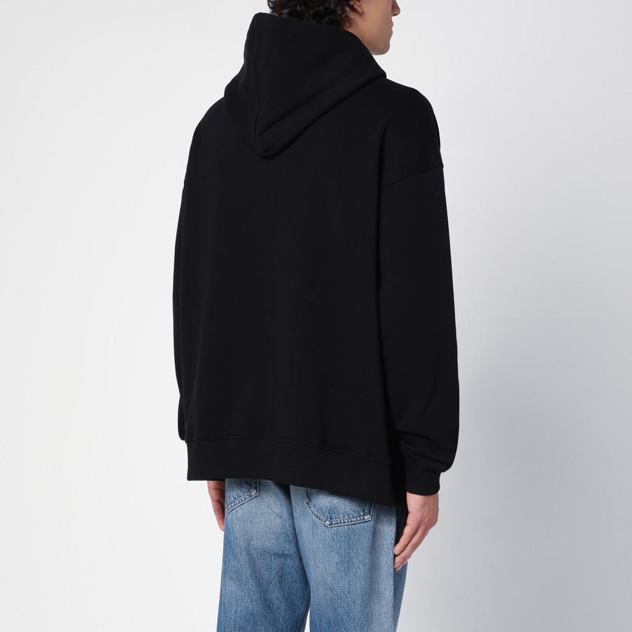 パーカー・フーディ Valentino Garavani V Detail' Hoodie Valentino Black cotton hooded sweatshirt with V detail