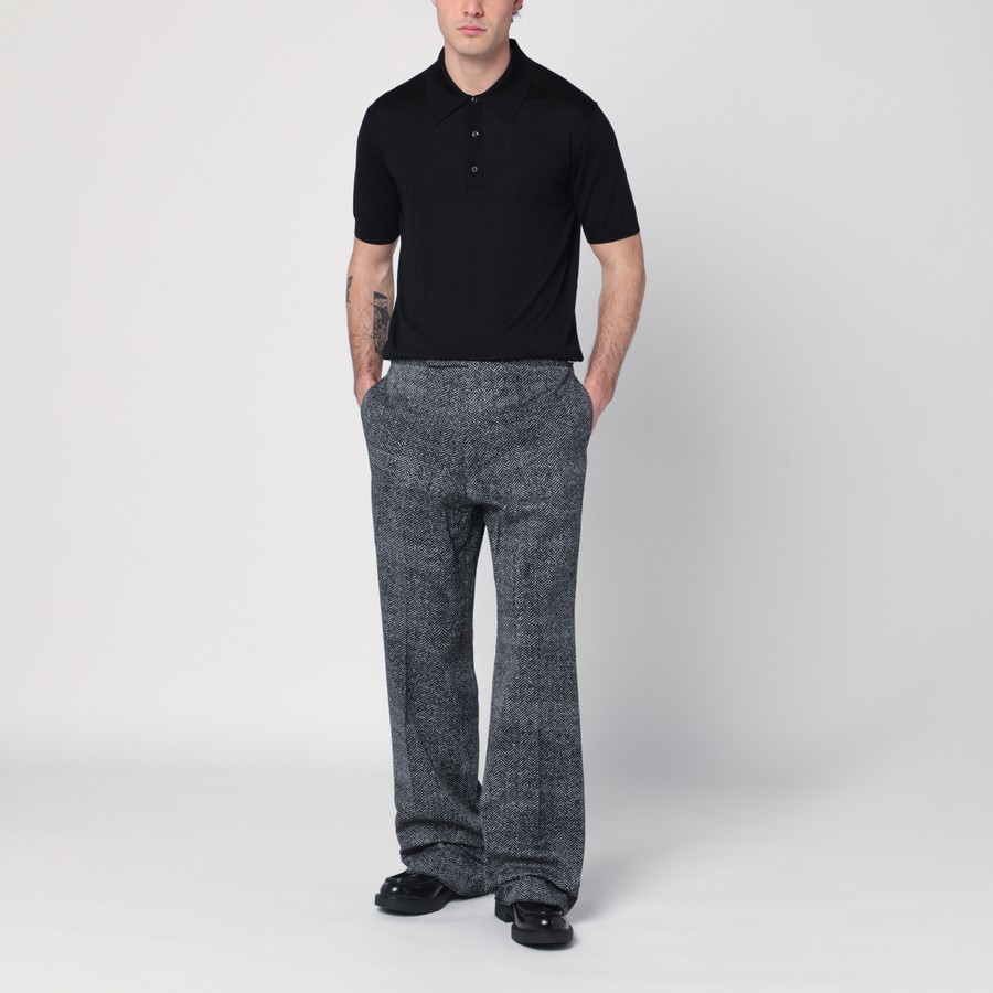 Tシャツ・カットソー PRADA SS25 Black silk polo shirt (UMB925SOOO16AI F0002) Prada Black polo in recycled silk | TheDoubleF