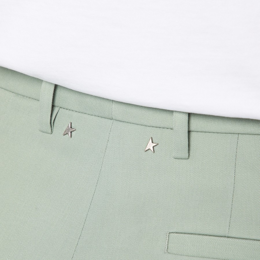 パンツ Golden Goose Wide-Leg Light Green Wool Trousers Golden Goose Wide-leg light green wool trousers | TheDoubleF