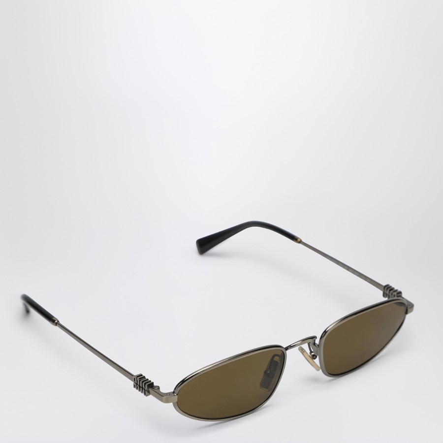 【通販 人気】 Miu Miu Miu Miu Logo Old gold/Dark brown sunglasses | TheDoubleF アクセサリー