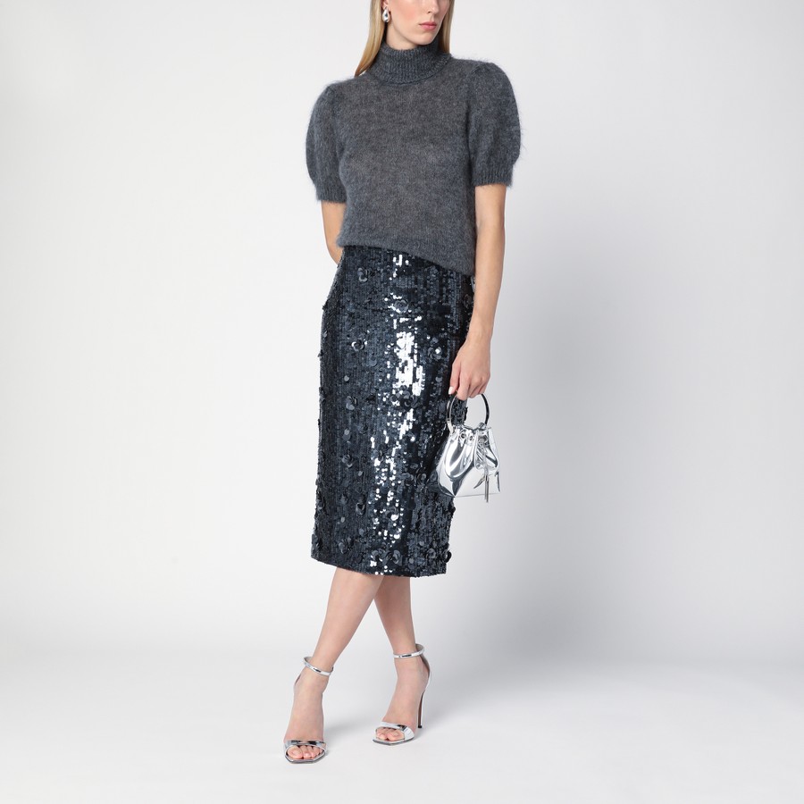 P.A.R.O.S.H. Dark grey midi skirt with micro sequins