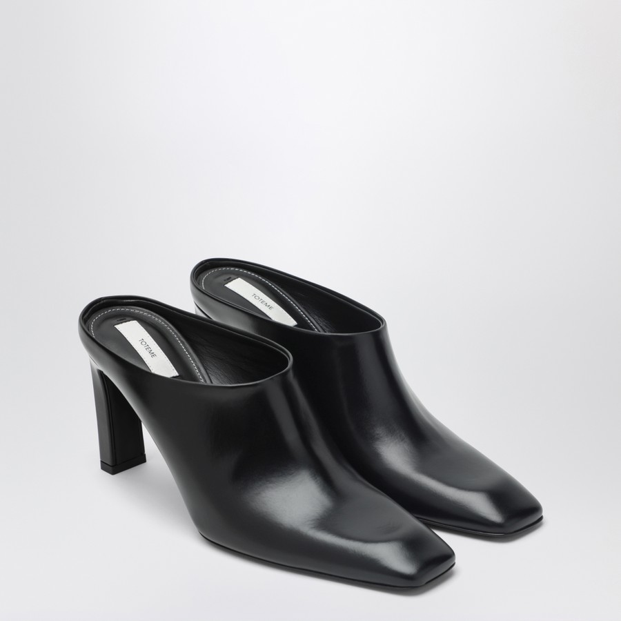 TOTEME Black leather mules with strap | TheDoubleF
