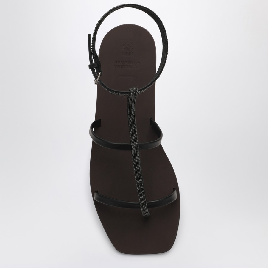 サンダル・ミュール BRUNELLO CUCINELLI Women Sandals MZSKC2983LE C101 BLACK Brunello Cucinelli Black Sandals with Precious Strap