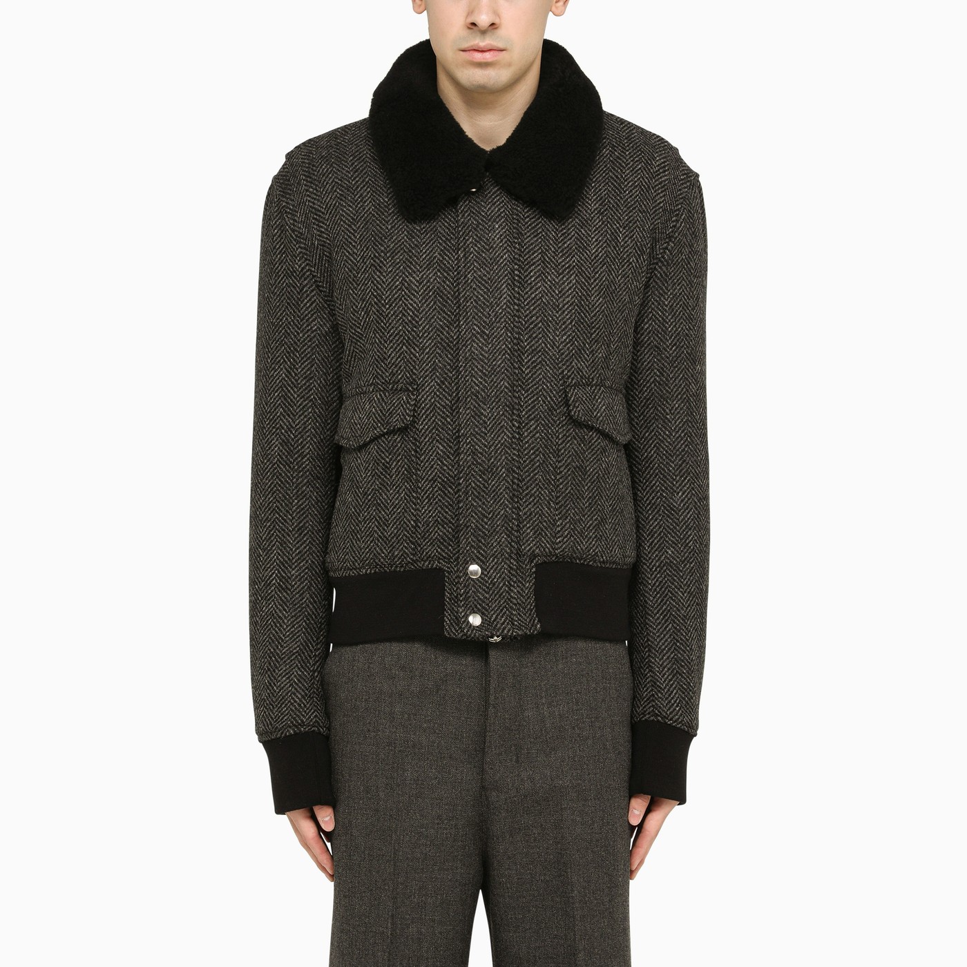 Ami Paris Grey wool padded jacket | TheDoubleF