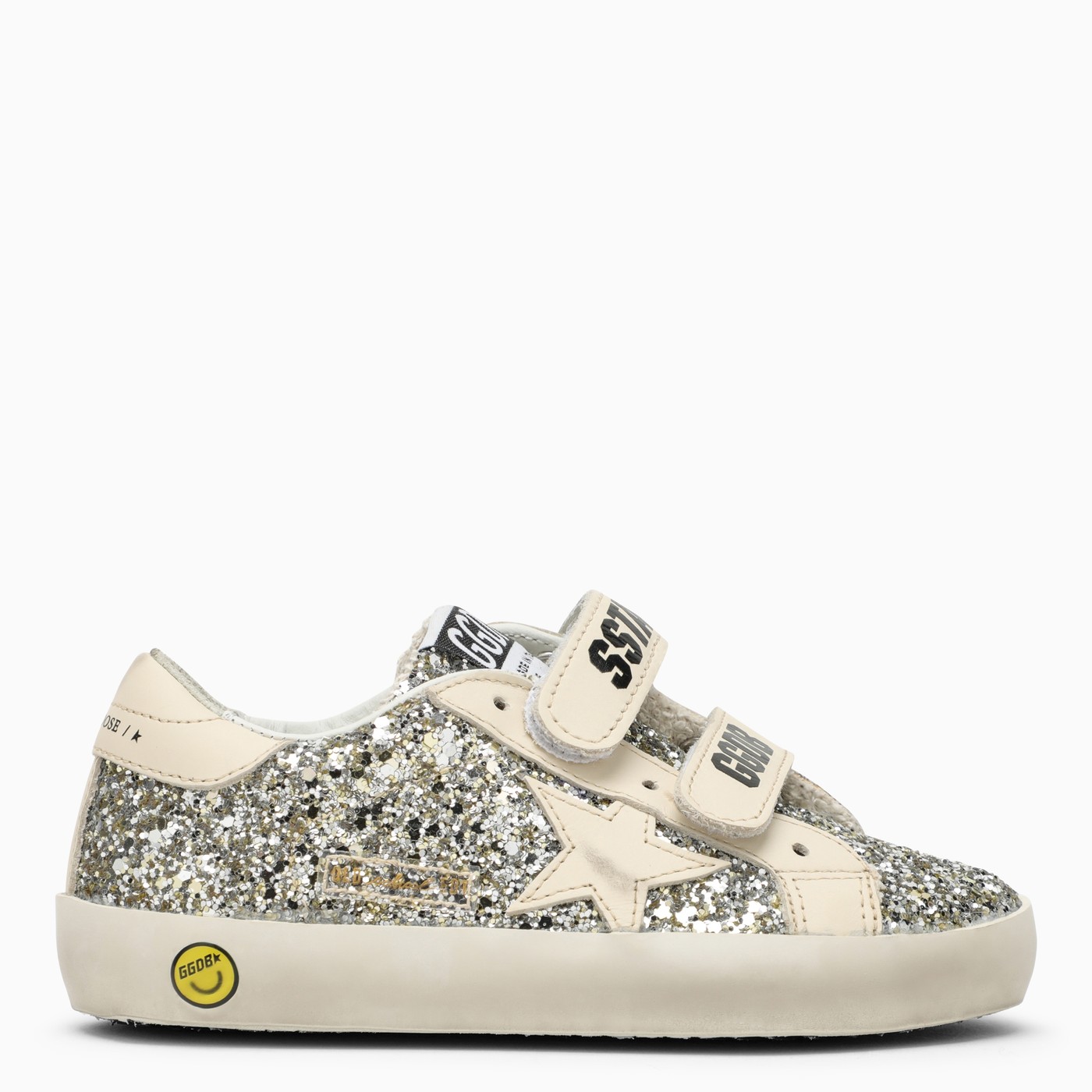 Golden Goose Old School low trainer in platinum/cream glitter TheDoubleF