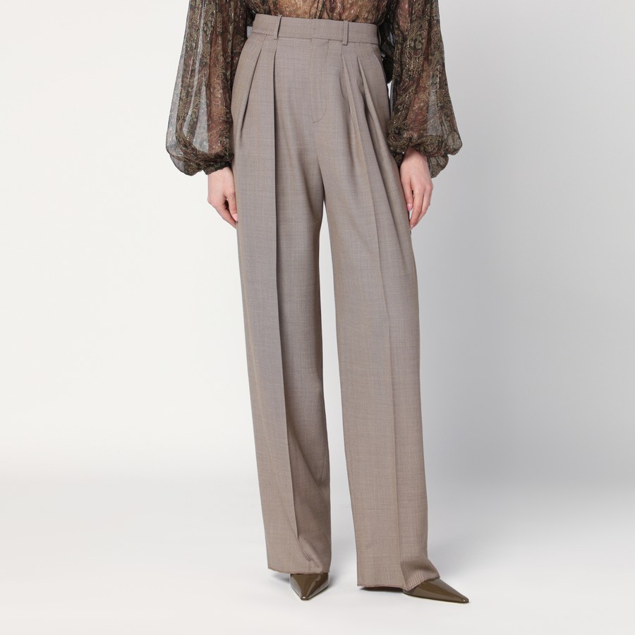 パンツ SAINT LAURENT Women Straight Pants 824389 BEIGE wide-leg pants in caviar wool | Saint Laurent | YSL DK