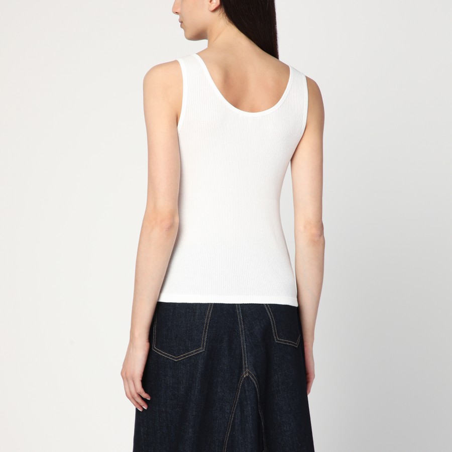 Tシャツ・カットソー CHLOE Woman T-Shirt White CH25SJH12180 101 Chloé White ribbed tank top with logo | TheDoubleF
