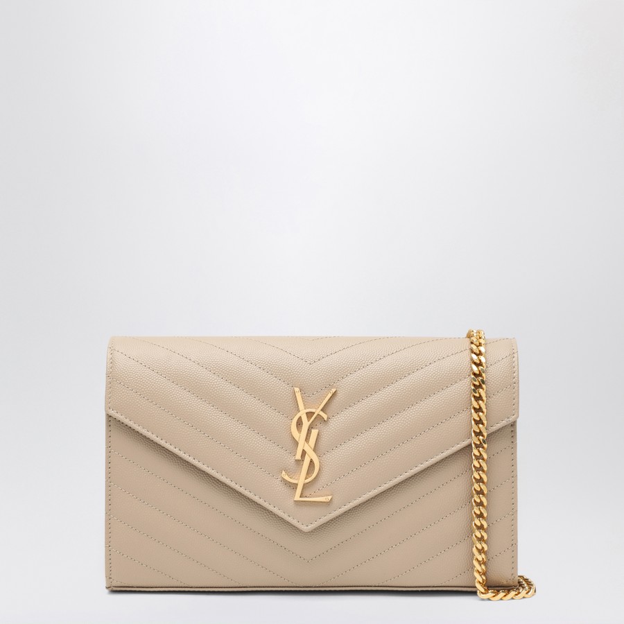 Saint Laurent Beige Cassandre chain clutch | TheDoubleF