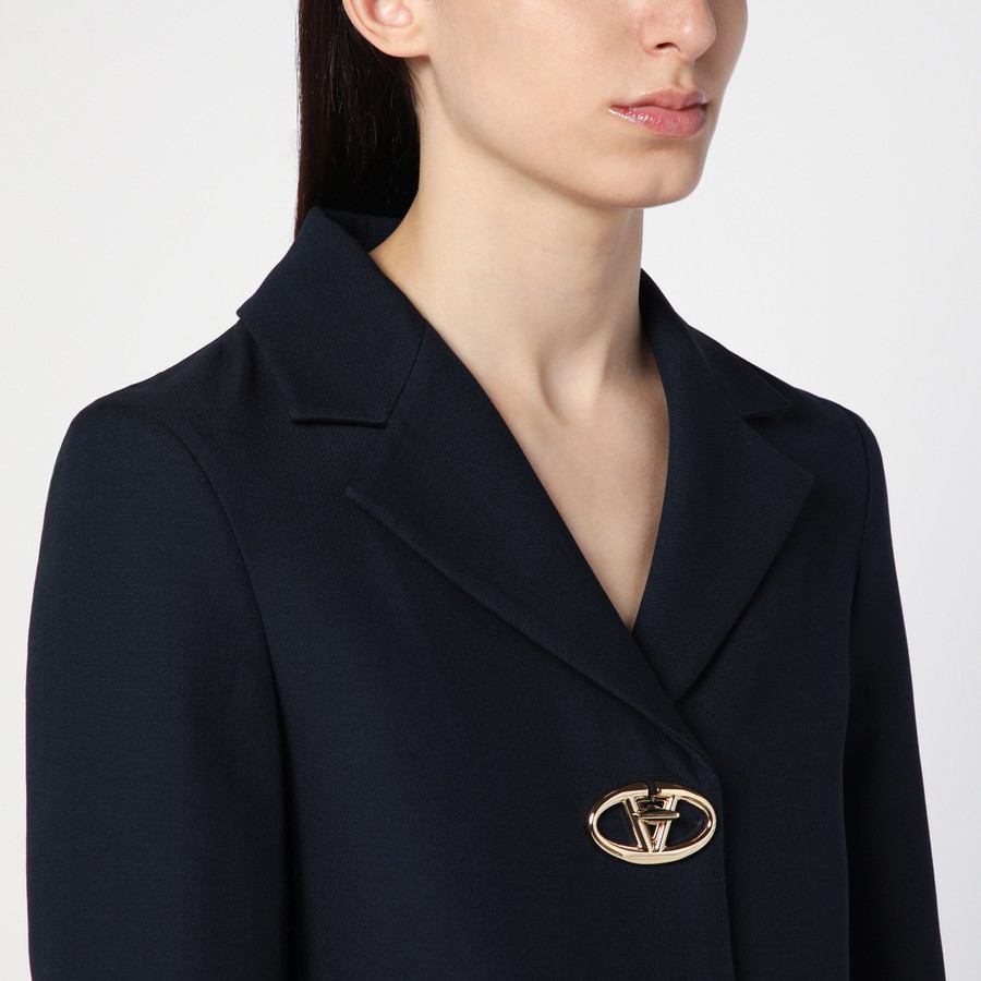 Valentino Single-breasted navy wool crop jacket | TheDoubleF