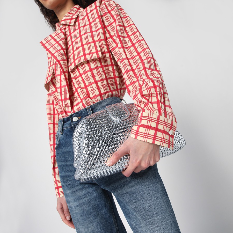 Bottega Veneta Clutch Lauren 1980 silver in Intrecciato