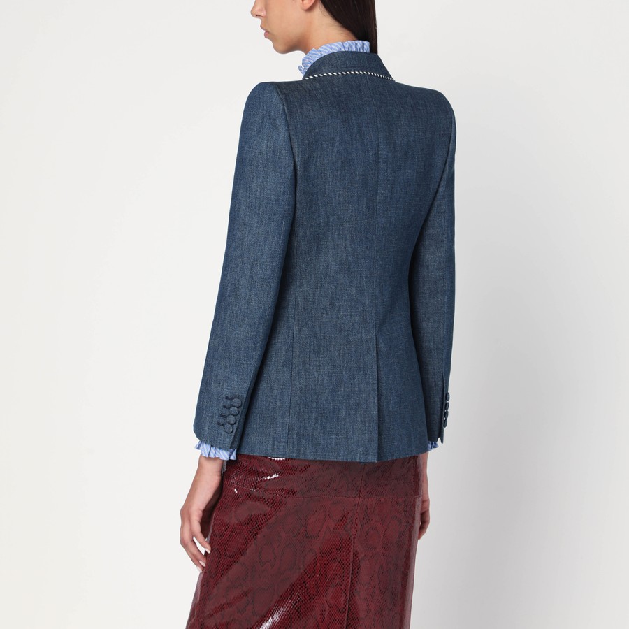 ジャケット Valentino Double-breasted blue jacket in chambray denim Valentino Double-breasted blue jacket in chambray denim