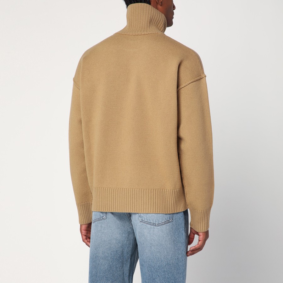 Ami Paris Camel Ami De Coeur turtleneck sweater | TheDoubleF