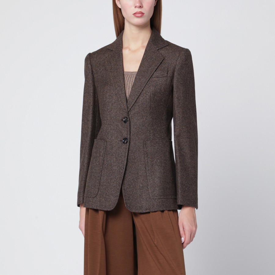 Max Mara Veste droite marron en tweed de laine TheDoubleF