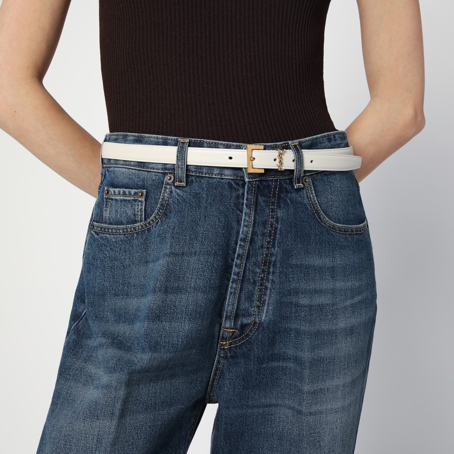 Saint Laurent Monogram cream belt | TheDoubleF