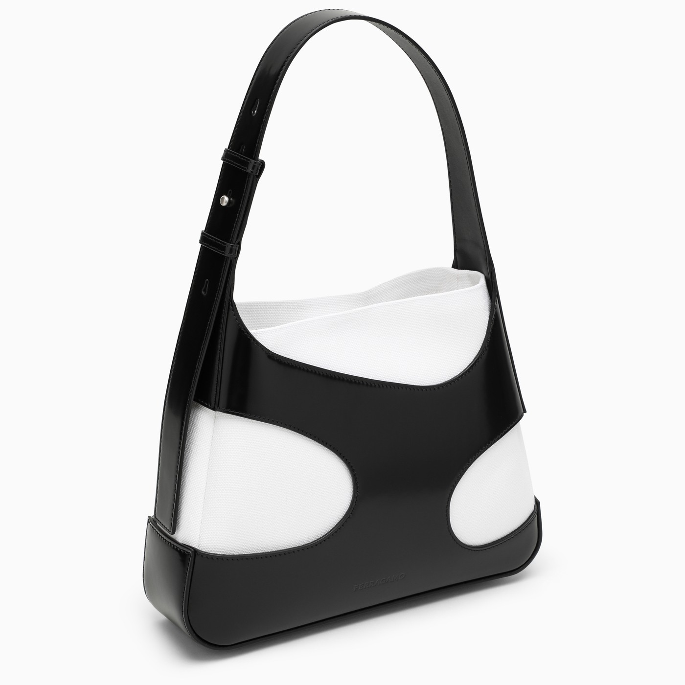 Ferragamo Medium shoulder bag with cut out black and white TheDoubleF