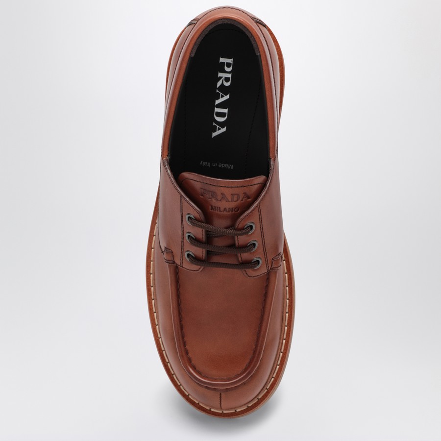 パンプス PRADA LACED MOCCASINS IN COGNAC LEATHER Prada Laced moccasins in cognac leather | TheDoubleF