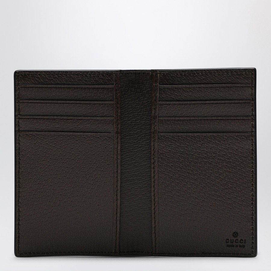 GUCCI Ophidia card case in beige and ebony GG Supreme fabric