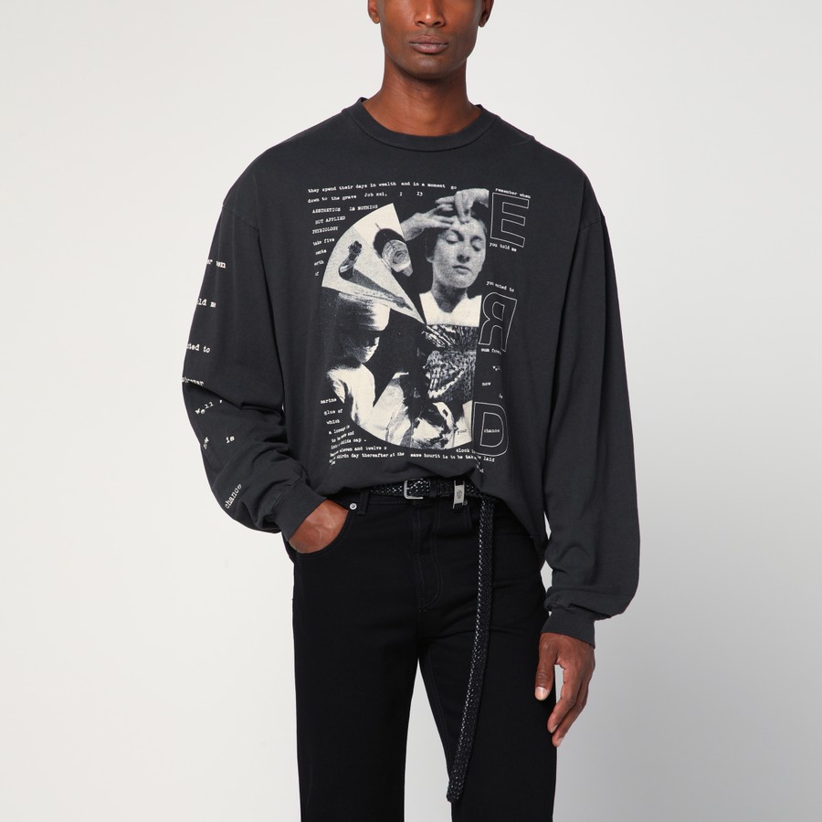 Tシャツ・カットソー ENFANTS RICHES DEPRIMES BLACK VINTAGE-EFFECT T-SHIRT Enfants Riches Déprimés Black vintage-effect T-shirt with