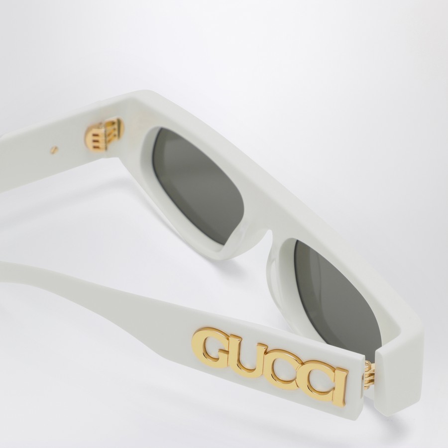 GUCCI Occhiali da sole geometrici in acetato bianchi TheDoubleF