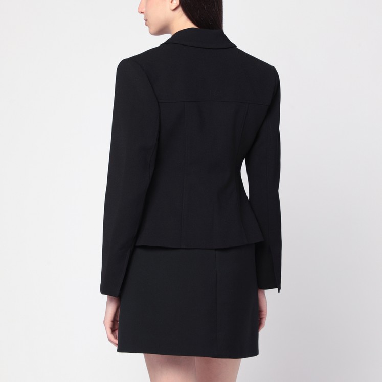 Bottega Veneta Black/blue mélange striped wool jacket | TheDoubleF