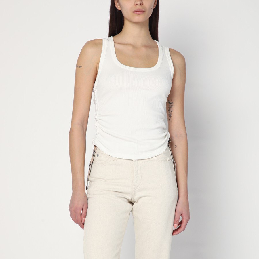 Burberry White tank top with Check motif detail TheDoubleF