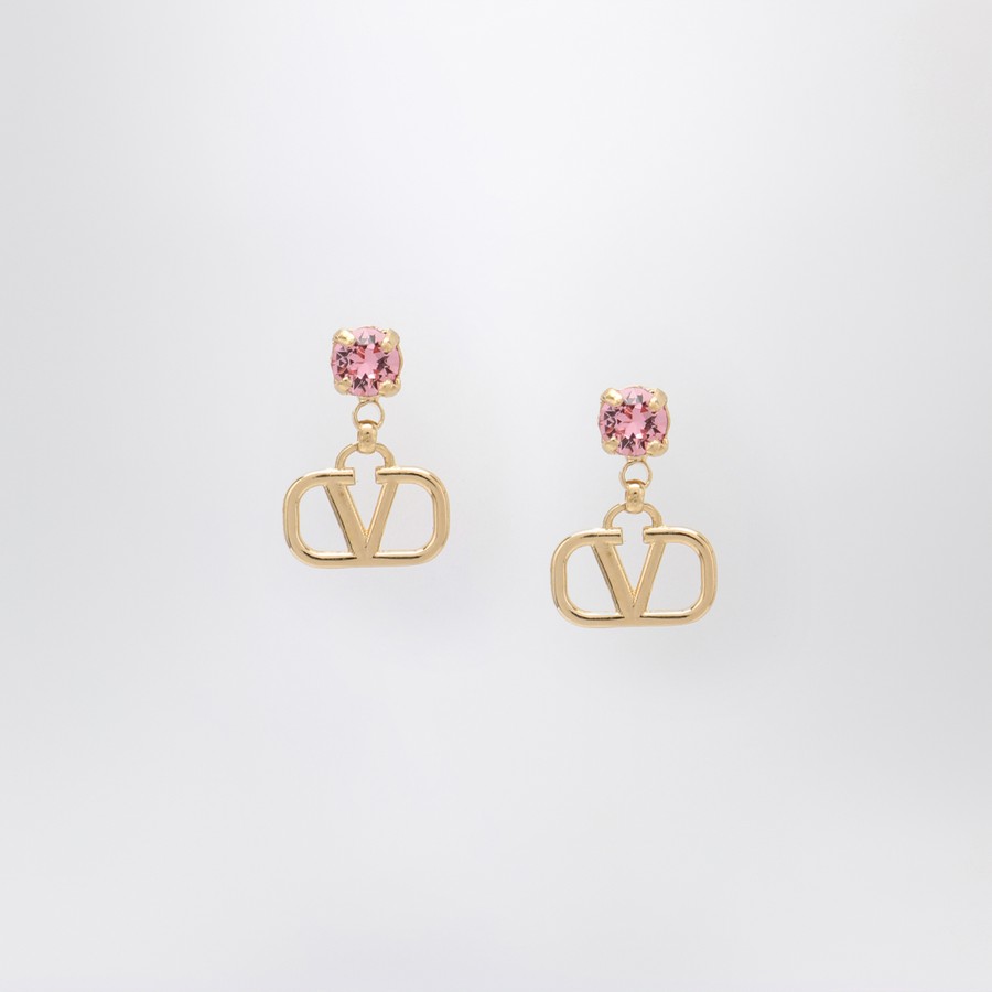 Valentino Garavani Gold VLogo Signature earrings with pink