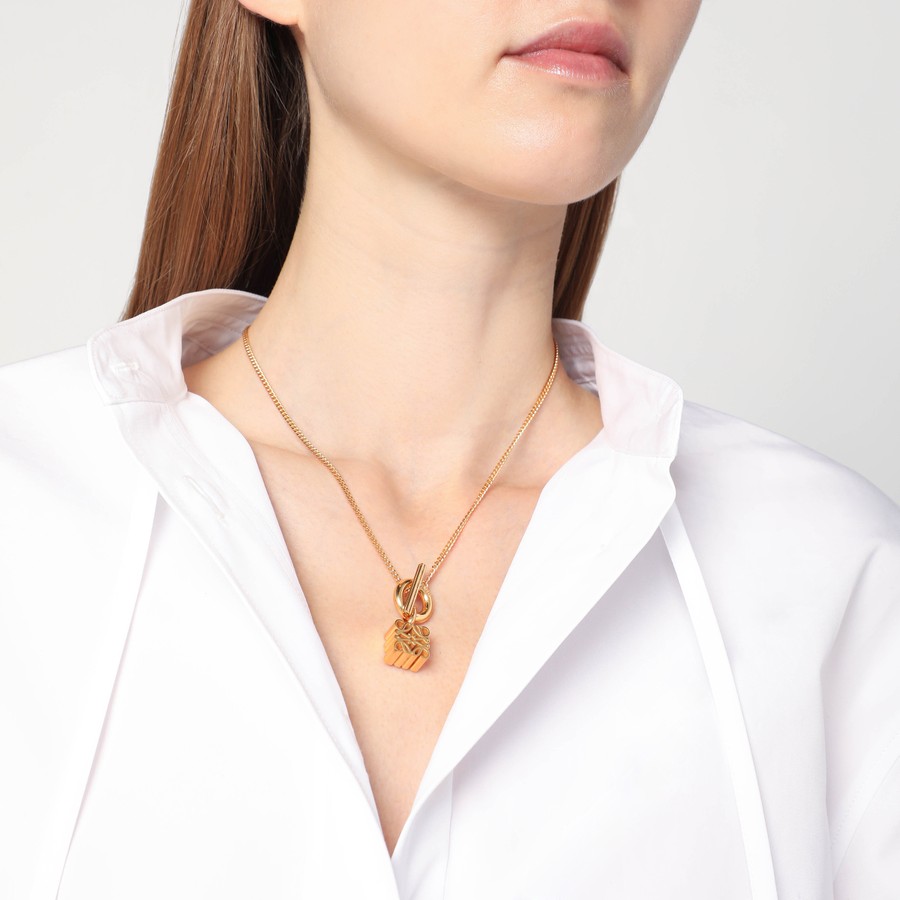 【LOEWE】Anagram necklace in gold-plated silver Anagram 24kt gold-plated sterling silver necklace in gold