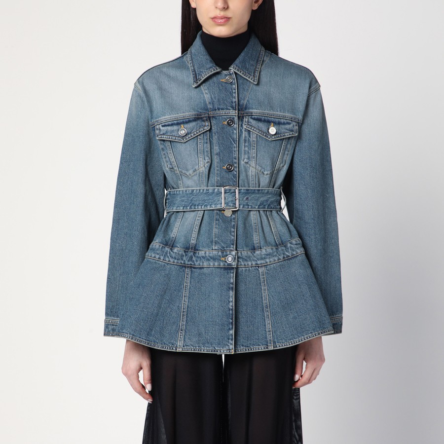 (関税・送料込) ALAIA Denim Basque jacket Alaïa Blue délavé denim jacket with basque | TheDoubleF