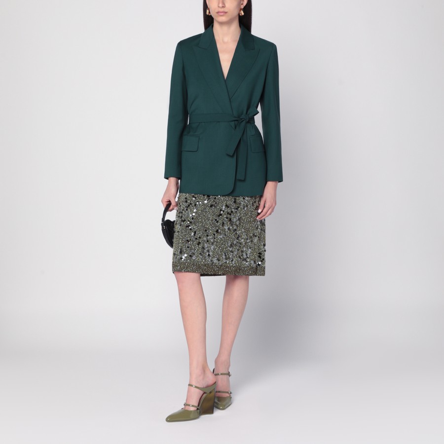 ジャケット MAX MARA GREEN WOOL CANVAS JACKET WITH BELT Max Mara Green Wool Canvas Jacket With Belt Women | ModeSens
