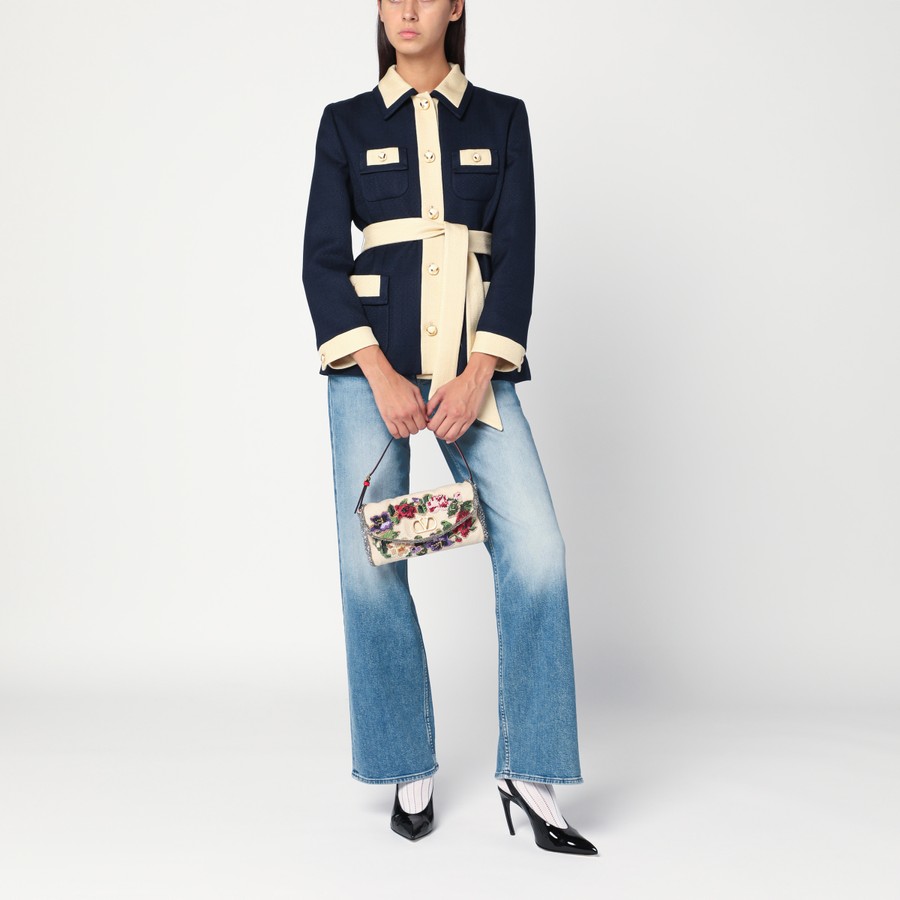 Valentino Blue/ivory jacket with belt | TheDoubleF