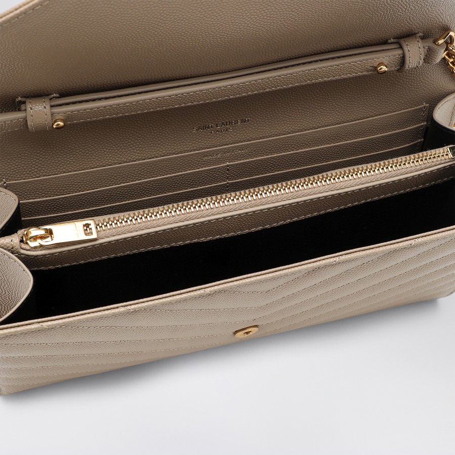 Saint Laurent Beige Cassandre chain clutch | TheDoubleF