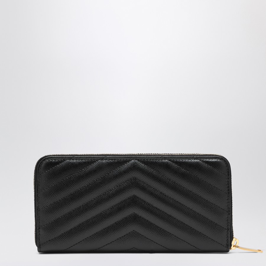 【関税&送料込】Saint Laurent Black Cassandre Zip-Around Wal Saint Laurent - Cassandre Matelassé Black Leather Zip Wallet