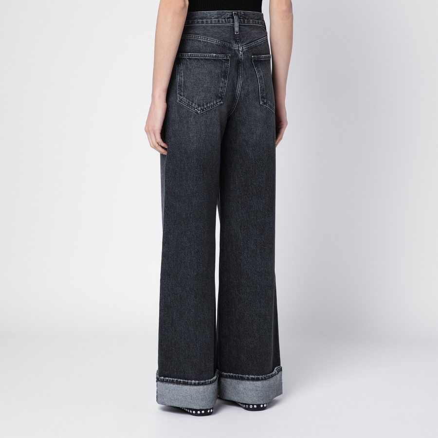 AGOLDE Dame dark grey wide ribbed denim jeans | TheDoubleF