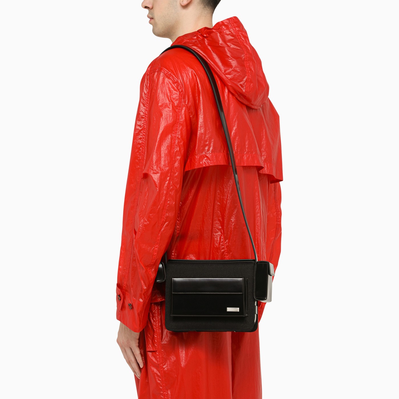 Ferragamo Black leather and fabric messenger bag TheDoubleF