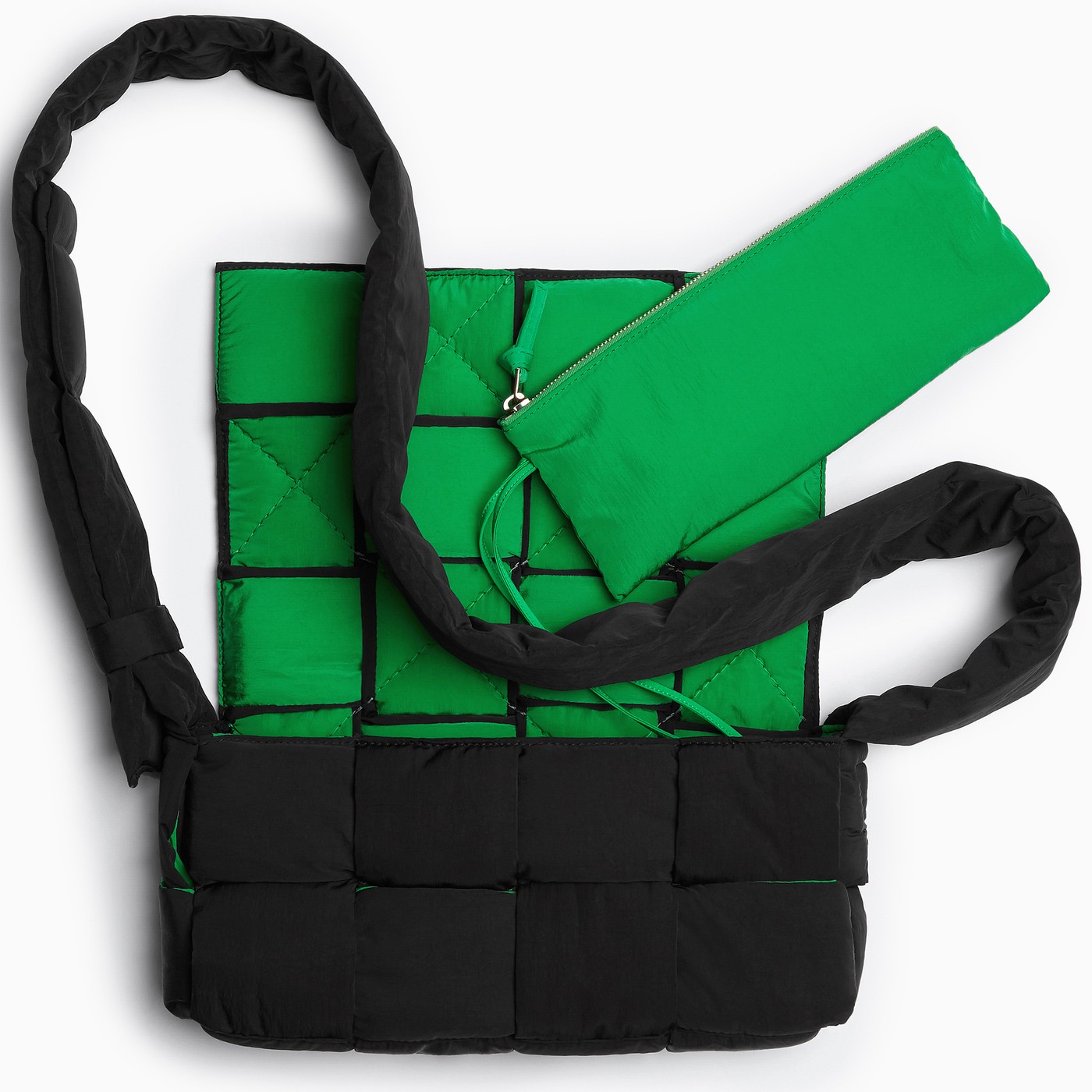 Bottega Black and green Padded Tech Cassette bag TheDoubleF