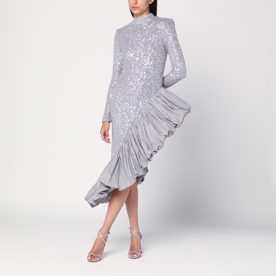 ワンピース Rotate Birger Christensen Asymmetrical Silver Dress ROTATE Birger Christensen Asymmetrical silver dress with