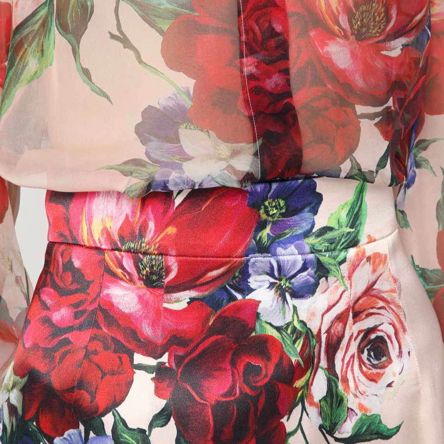 スカート Dolce & Gabbana Floral longuette skirt (F4BCATFSIB4 HA5PD) Floral-print chiffon calf-length skirt in Print for Women