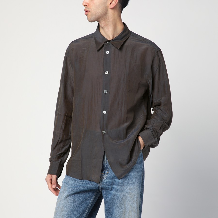 Tシャツ・カットソー OUR LEGACY SS25 (M2252BC CHARCOALBORDEAUXCOTTONSILK) Our Legacy - U-Neck T-Shirt Washed Charcoal Cotton Silk