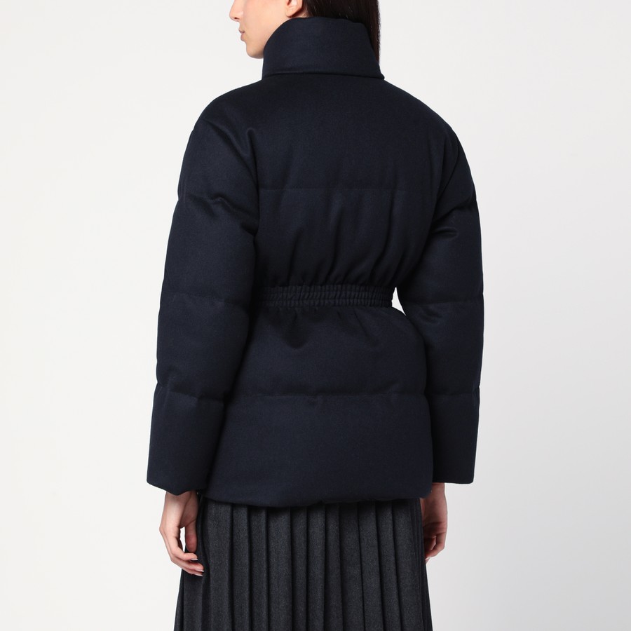 ダウンジャケット・コート PRADA BLUE DOWN JACKET WITH BLUE FLANNEL BELT Prada Blue down jacket with blue flannel belt | TheDoubleF