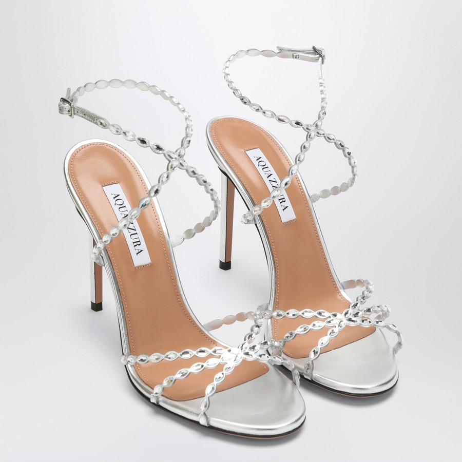 サンダル・ミュール AQUAZZURA SANDAL (LSKHIGS0NPL SILVER) Aquazzura Love Struck silver sandals with crystals | TheDoubleF