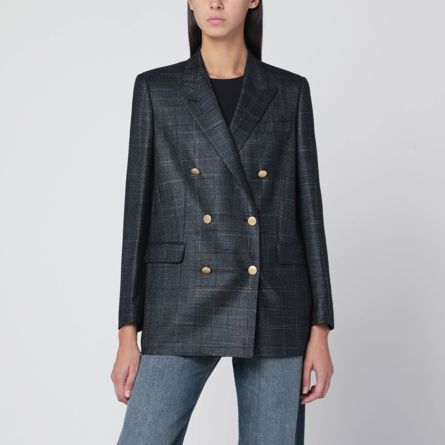 Tagliatore Blazer doppiopetto nero a quadri in lana TheDoubleF