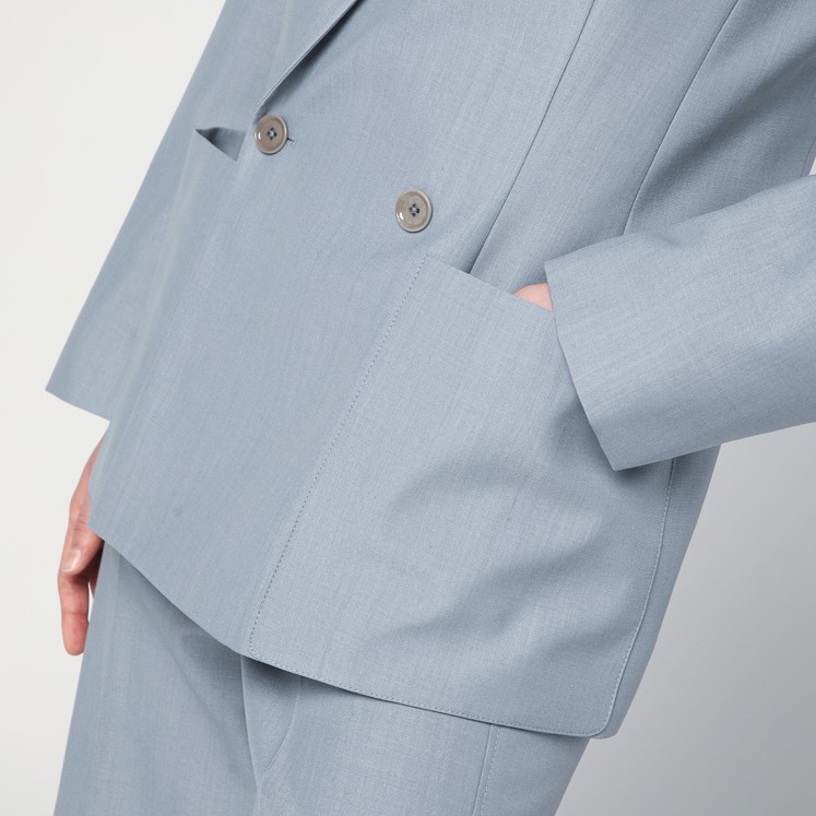 ジャケット LEMAIRE Women Jackets JA1073LF414 BL720 BLUE Blue Grey Melange Double Breasted Tailored Jacket | LEMAIRE