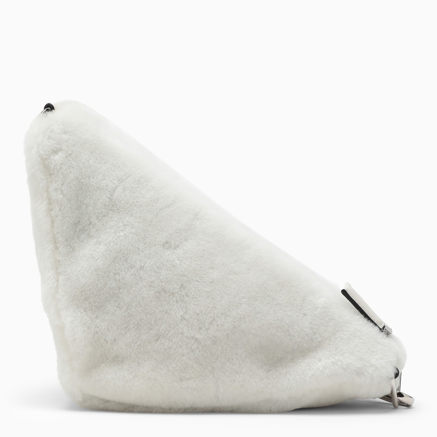 Prada Triangle white fur crossbody bag TheDoubleF