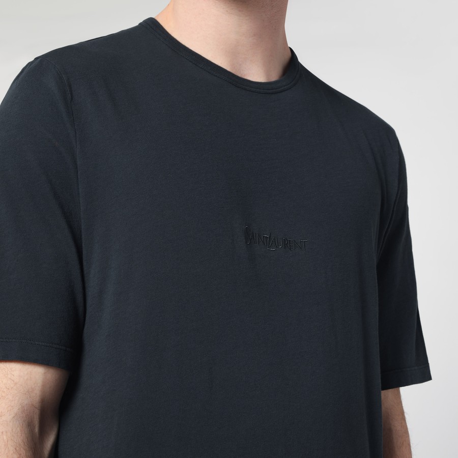 【Saint Laurent Saint】Laurent Black Washed Cotton T-Shirt Saint Laurent Black Washed Cotton T-Shirt – LOZURI®