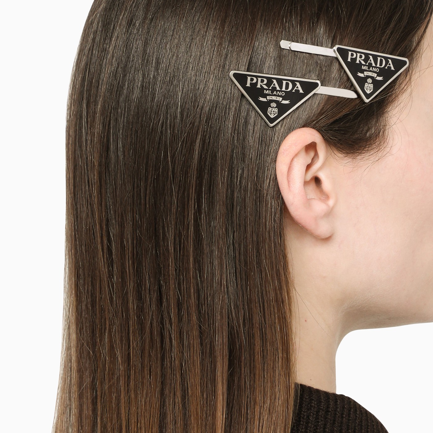 Prada Black logo hair clips TheDoubleF