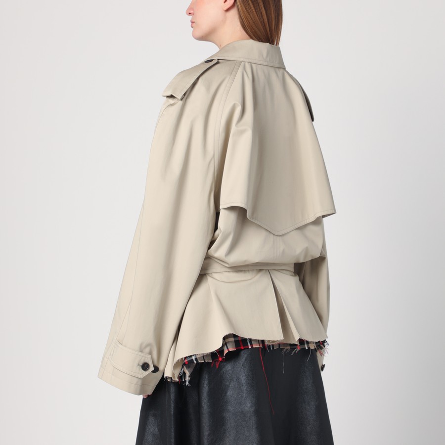 Balenciaga Beige cropped trench coat in cotton twill